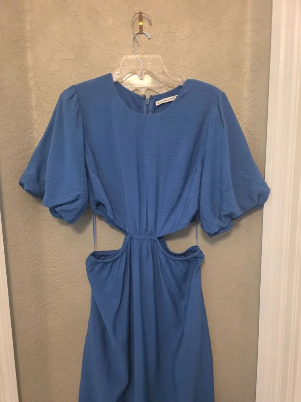Abercrombie & Fitch Blue Puffed Sleeve Cut Out Maxi Dress M GUC